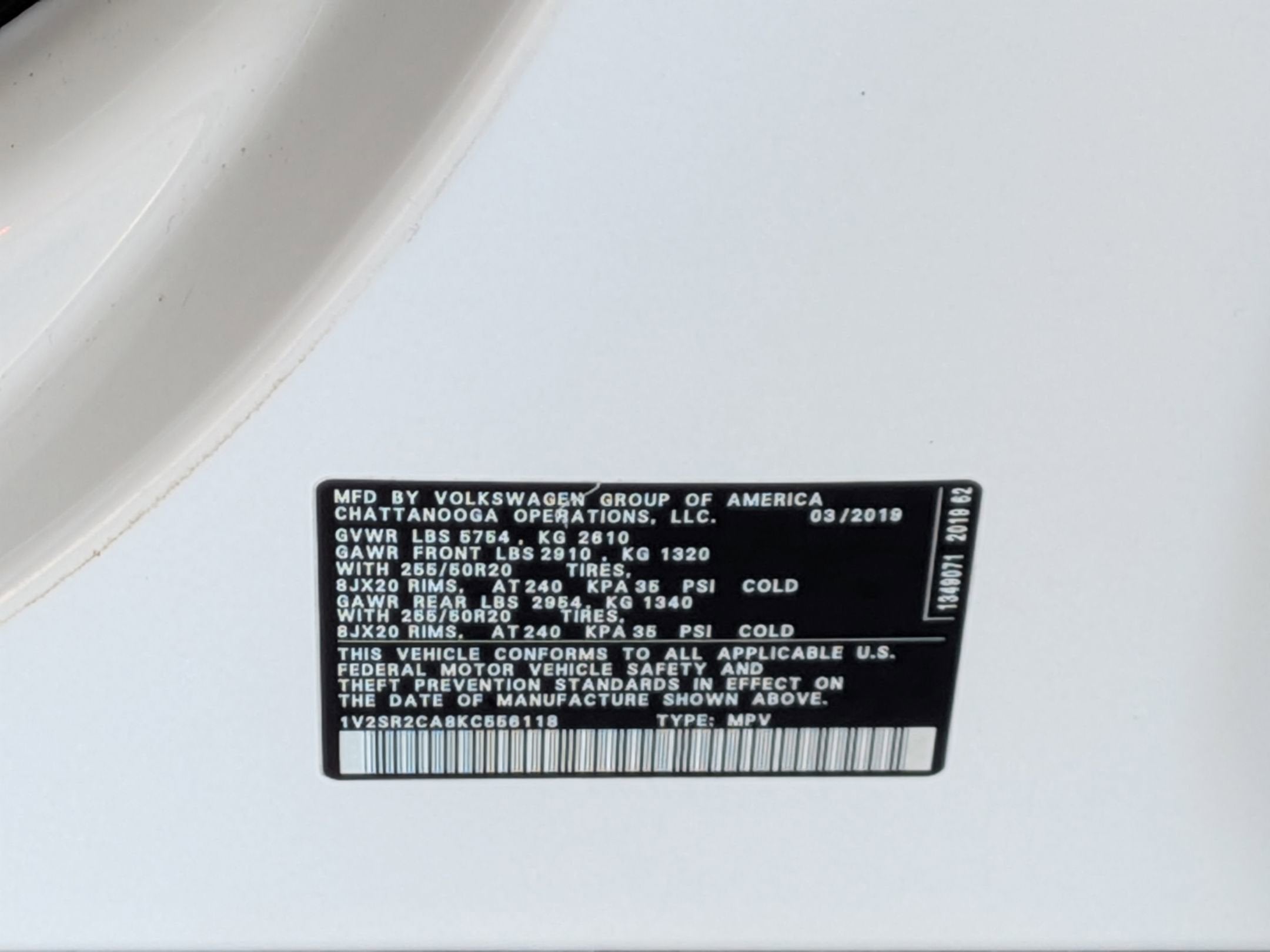 2019 Volkswagen Atlas 3.6L V6 SEL R-Line